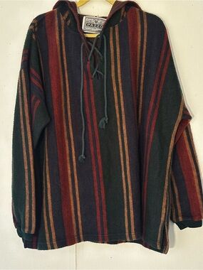 Vintage 90’s PAZZO Striped Hooded Baja Sweater - Multi Colored